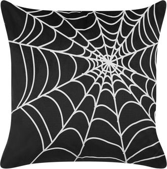 Beliani Coj&iacute;n De Terciopelo Negro Blanco 45 X 45 Cm Telara&ntilde;a Halloween Moderno Lycoris