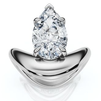 Pompeii3 Certified 2Ct Minali Curved Pear Diamond Engagement Ring 14k Gold/Pt Lab Grown