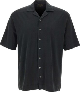 Gran Sasso Short Sleeve Shirt - Heren - Korte mouwen Overhemden - Zwart - L - Katoen - Overhemden