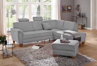 HOME AFFAIRE Ecksofa »Alta L-Form« mit Federkern und Kontrastnaht, Füsse Buche eichefarben