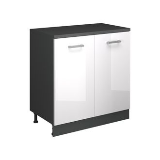 Vicco Armario De Cocina Para Techo Inclinado R-line, Blanco Alto Brillo, 80 Cm Sin Inclinaci&oacute;n Con 2 Puertas, Vicco