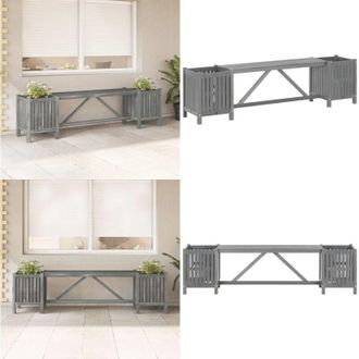 vidaXL Panca da Giardino con 2 Fioriere 150cm Legno di Acacia Grigio - Panca in legno - Fioriere da giardino