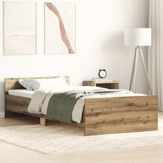 Berkfield Home Bed Frame without Mattress Artisan Oak 90x200 cm Engineered Wood in Brown