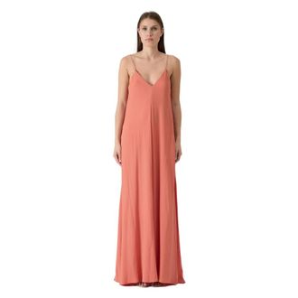 Federica Tosi Elegante V-hals Maxi Jurk - Dames - Maxi kleedjes - Roze - S - Kleedjes