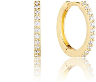 Lily & Roo Gold Diamond Style Slim Huggie Hoop Earrings