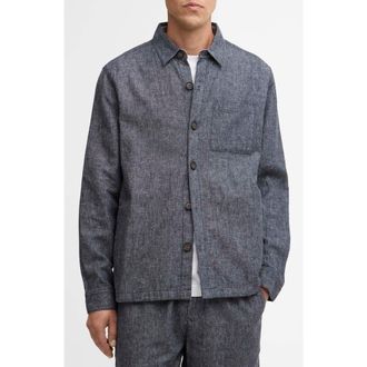 Barbour Stillwater Linen & Cotton Overshirt in Navy at Nordstrom, Size X-Large