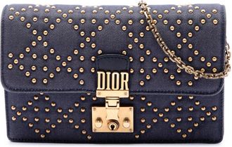Dior Pre-owned Dior Denim Cannage Studded DiorAddict Wallet on Chain Ladies NN6MTWXWVM4OVAQR