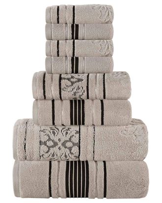 Superior Sadie Zero Twist Cotton Jacquard Floral Absorbent 8pc Assorted Towel Set