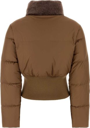 Fendi Womens Heritage Down Jacket Camel Polyester