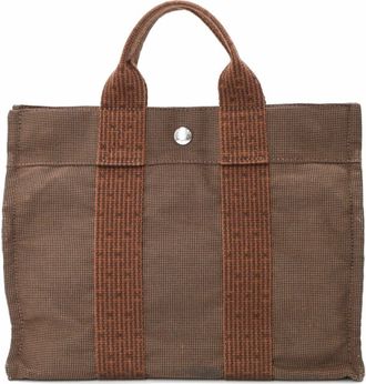 Herm&egrave;s Brown Nylon Canvas Handbag Tote Bag (Pre-Owned)