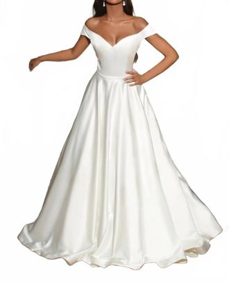 Jessica McClintock Off Shoulder Gown In Ivory