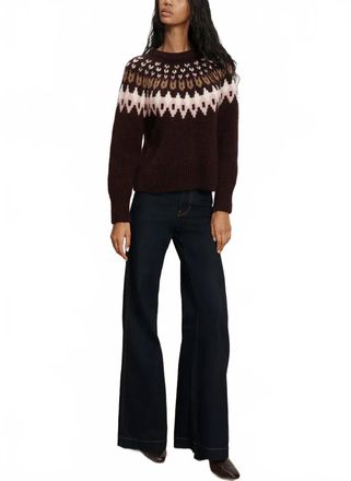 Veronica Beard Anne Fairisle Pullover Sweater In Raisin