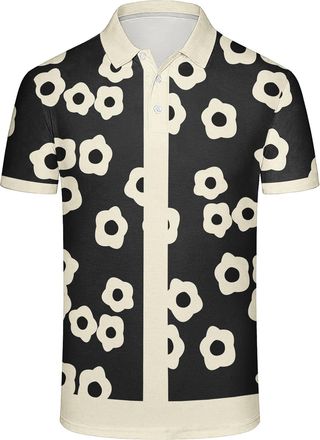 Generic Mens Vintage Striped Polo Shirt Short Sleeve Casual Golf Shirt Breathable Moisture-Wicking Classic Collared T-Shirt for Golf Work and Daily Wear (UK, 