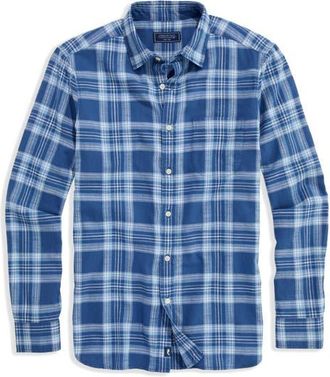 Vineyard Vines Miacomet Plaid Island Slub Button-Up Shirt in Moonshine at Nordstrom, Size Xx-Large