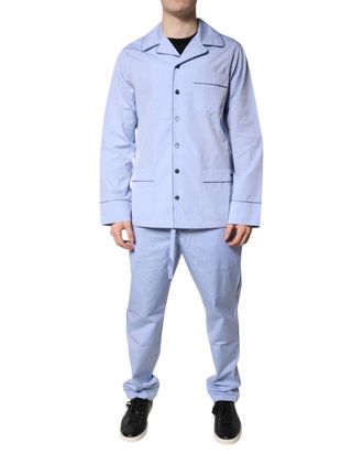Dolce & Gabbana DG Embroidered Cotton Pajama Shirt - Blue