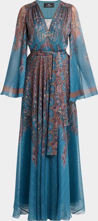 Etro Floral Paisley Silk Boho Gown