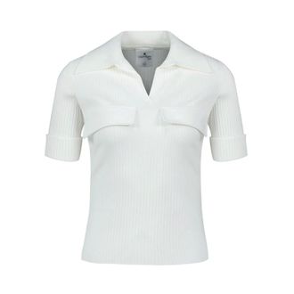 Courr&egrave;ges Tops, Dames, Wit, XS, Polyester, Geribbelde Polo