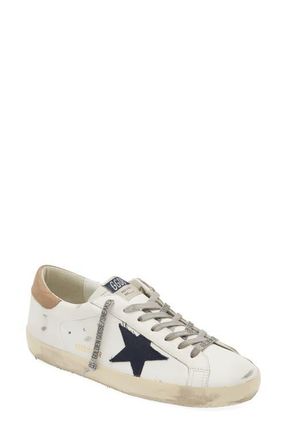 Golden Goose Super-Star Low Top Sneaker in White/Navy/Taupe 11657 at Nordstrom, Size 10Us