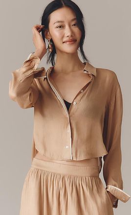 Maeve Long-Sleeve Silky Buttondown Shirt