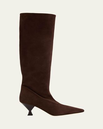 MARIA LUCA Noa Suede Knee-High Boots