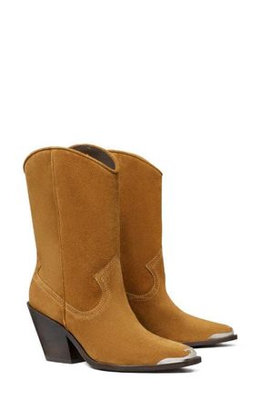 Tory Burch Western Boot in Toasted Ginger/cappucino Suede at Nordstrom, Size 10.5