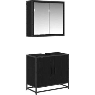 vidaXL Juego de muebles de baño 2 pcs Roble Negro Madera de ingeniería vidaXL