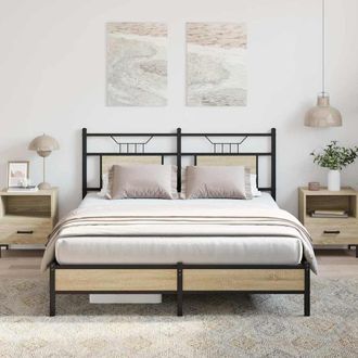Berkfield Home Bed Frame without Mattress Sonoma Oak 140x200 cm Engineered Wood in Brown