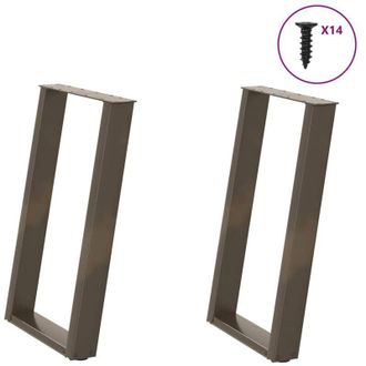 vidaXL Patas Para Mesa De Comedor En Forma De U (2 Unidades, Acero Natural, 60 X 72-73 Cm) Vidaxl