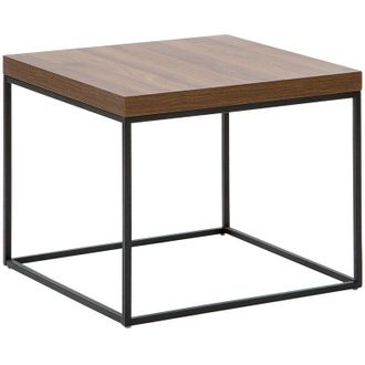 Beliani Beliani - Mesa auxiliar madera oscura negro 60 x 60 cm efecto cemento base de metal Dorris