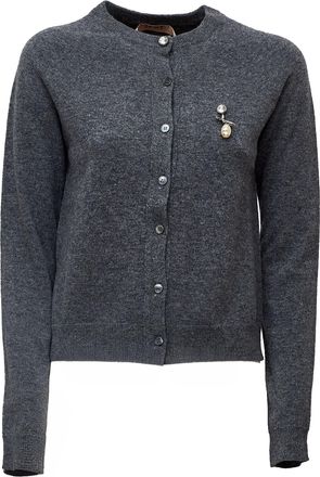 N&deg;21 Jeweled Button Crewneck Cardigan