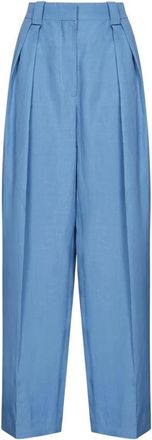 Stella McCartney High-Waist Tailored Broeken - Dames - Wijde Broeken - Blauw - S - Linnen - Broeken