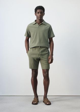 Mango Bermuda cotone texture coulisse verde bosco - Uomo - XXL - MANGO MAN