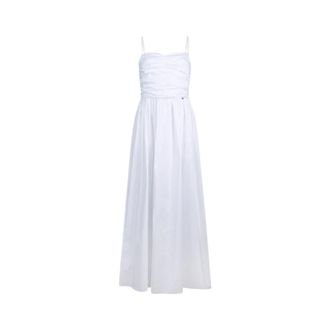 Liu Jo Lange Poplin Jurk - Dames - Maxi kleedjes - Wit - XL - Katoen - Kleedjes