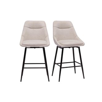 Miliboo Sgabelli Da Bar Girevoli A 360&deg; In Tessuto Effetto Velluto Beige Testurato E Metallo H66 Cm (set Di 2) Aless