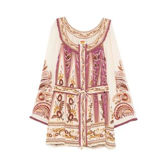 Farm Rio Farm Rio, Kleedjes, Dames, Veelkleurig, S, Belted Scoop Neck Short Dress