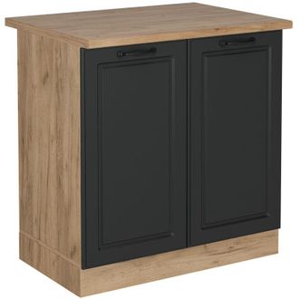 Vicco Armario Bajo Para Fregadero R-line, Antracita Casa De Campo, 80 Cm, Et Roble Vicco