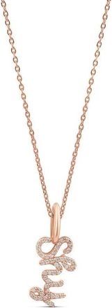 SHYMI Pav&eacute; Cubic Zirconia Cursive Name Pendant Necklace in Rose at Nordstrom