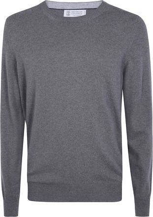 Brunello Cucinelli Round-neck Truien - Heren - Ronde hals truien - Grijs - 2XL - Truien & Vesten