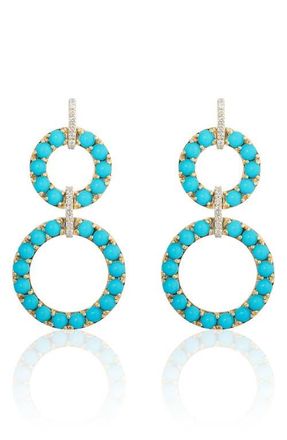 Goshwara Turquoise Cabochon & Diamond Circle Drop Earrings at Nordstrom