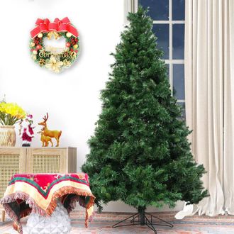 Direct Wicker 6FT Stylish Green Christmas Tree, Flame-Retardant