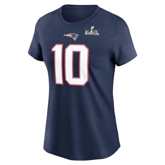 Nike Drake Maye New England Patriots Super Bowl LX Nike Womens NFL T-Shirt in Blue | NKAF44BF8K-7PS