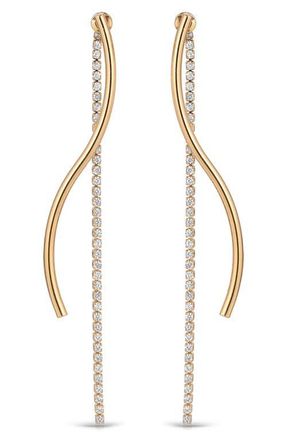 Ettika Swerve Cubic Zirconia Front/Back Earrings in Gold at Nordstrom