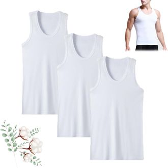 Generic 3 Pack Somnea Beaters, Somnea Tank Top Men, Cotton Compression Shaper Workout T-Shirts, Casual Sleeveless Undershirts for Men (White,XXL)