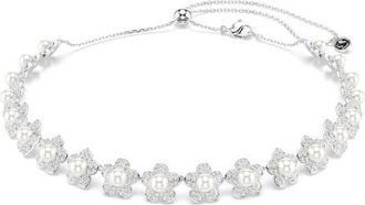 Swarovski x Ariana Grande Crystal Faux Pearl Choker Necklace in Silver/White at Nordstrom
