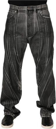 Dolce & Gabbana Grafische Print Denim Jeans - Heren - Regular Fit Jeans - Zwart - M - Denim - Jeans