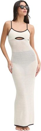 Karl Lagerfeld Kleedjes, Dames, Wit, L, Katoen, Gebreide Maxi Jurk