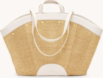 Hammitt Hammitt Shelley Tote Calla Lily White Raffia Brushed Gold Hammered