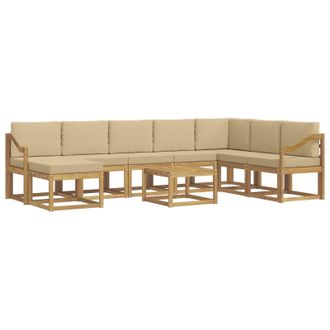 vidaXL Conjunto De Sof&aacute;s De Exterior Con Coj&iacute;n 9 Pcs Y Beige Vidaxl