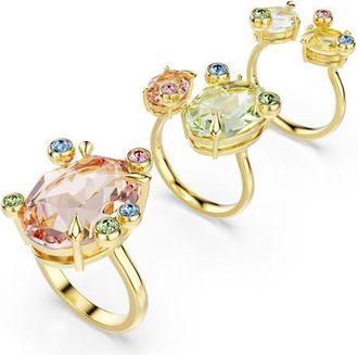 Swarovski Gema Set of 3 Crystal Rings in Multicolored at Nordstrom, Size 7