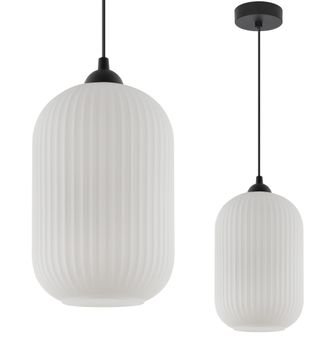 OEM L&aacute;mpara Colgante Riffle Negra 1 Pantalla Plana Blanca Cilindro Grande E27